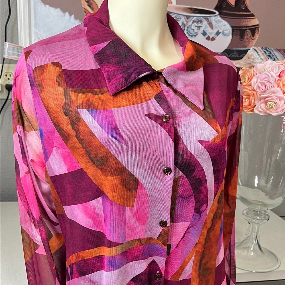 PrettyLittleThing Pink and Orange Long Sleeve Dress - Picture 2 of 7